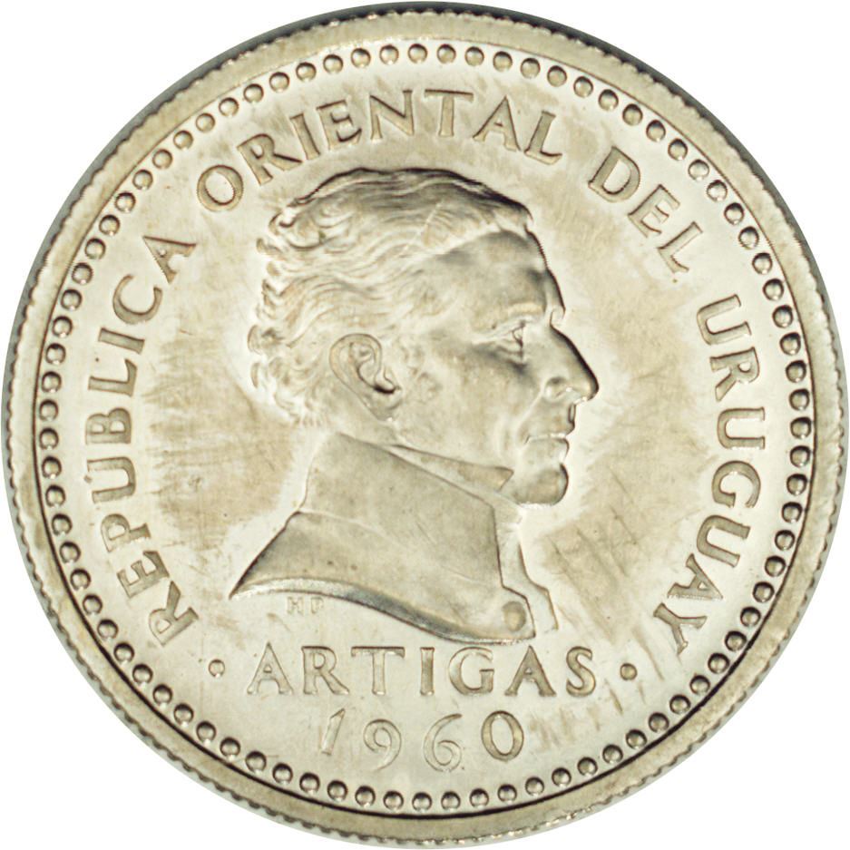 Uruguay 25 Centesimos Coin | Jose Gervasio Artigas | KM40 | 1960