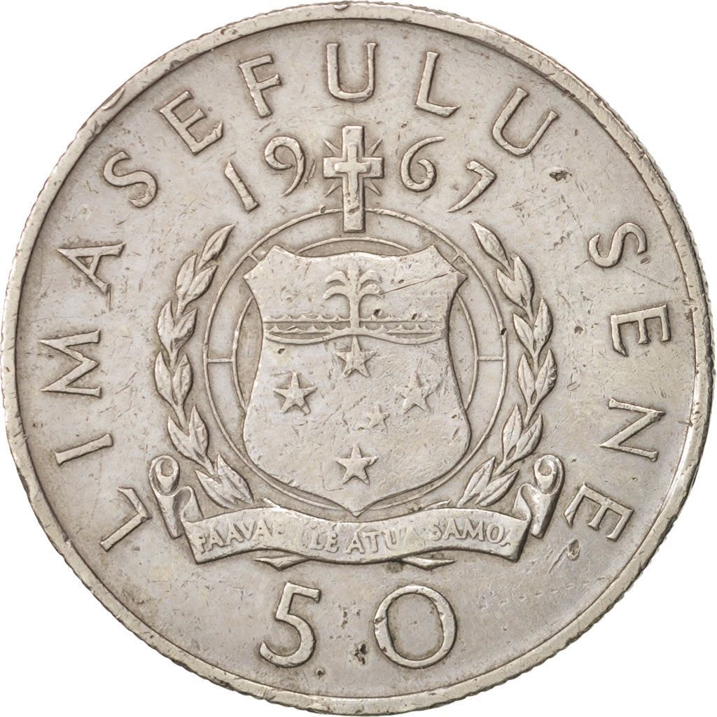 Samoa | 50 Sene Coin | Malietoa Tanumafili II | Shield | Crux Constellation | Km:6 | 1967