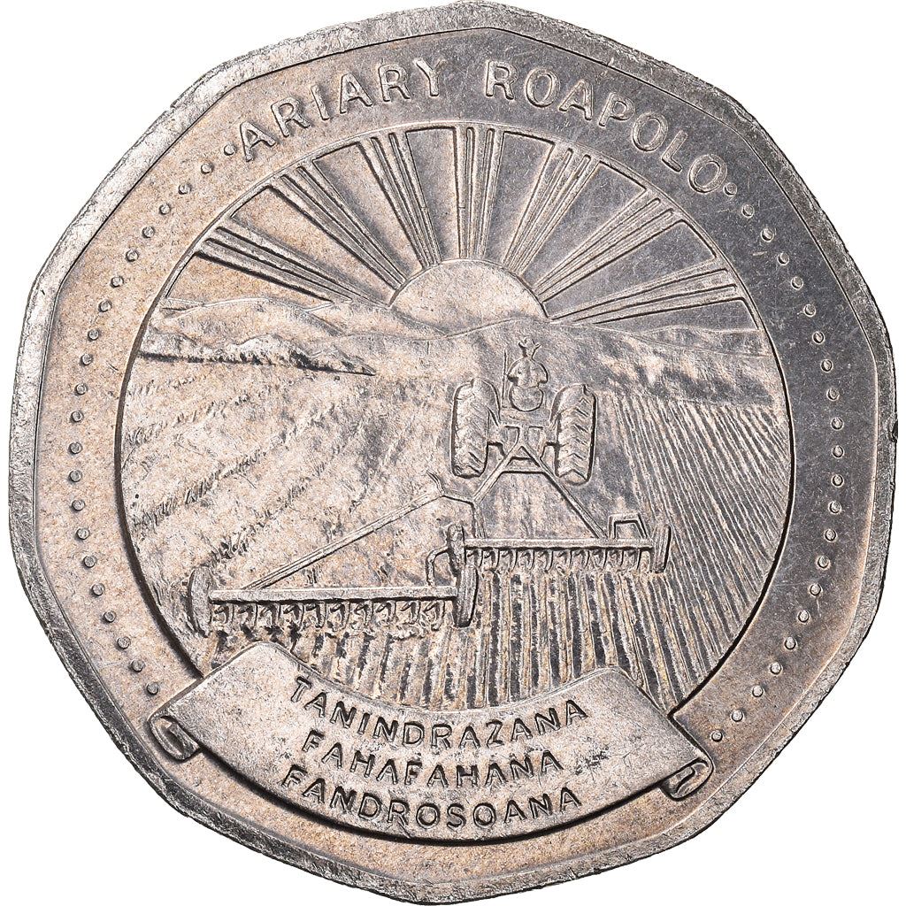 Madagascar | 20 Ariary Coin | Star | Tractor | Farmer | Km:24.2 | 1999