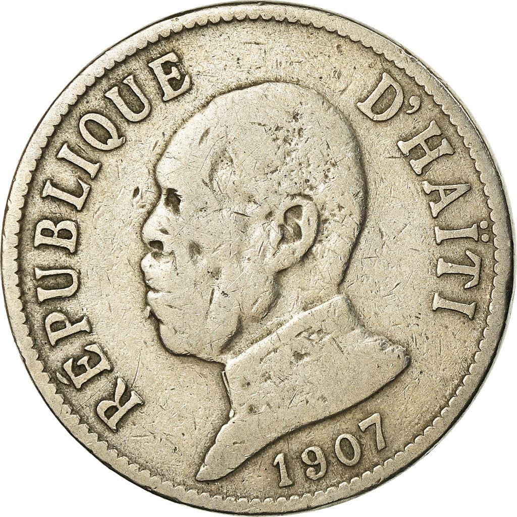 Haiti | 20 Centimes Coin | General Pierre Nord-Alexis | Cannon | Km:55 | 1907 - 1908