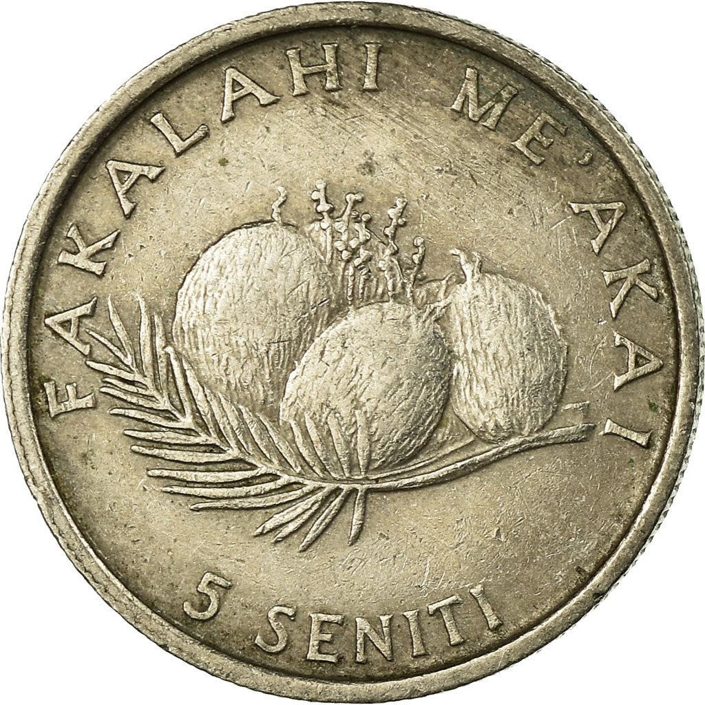 Tonga | 5 Seniti Coin | Hen | Chicken | Coconut | FAO | Km:68 | 1981 - 1996