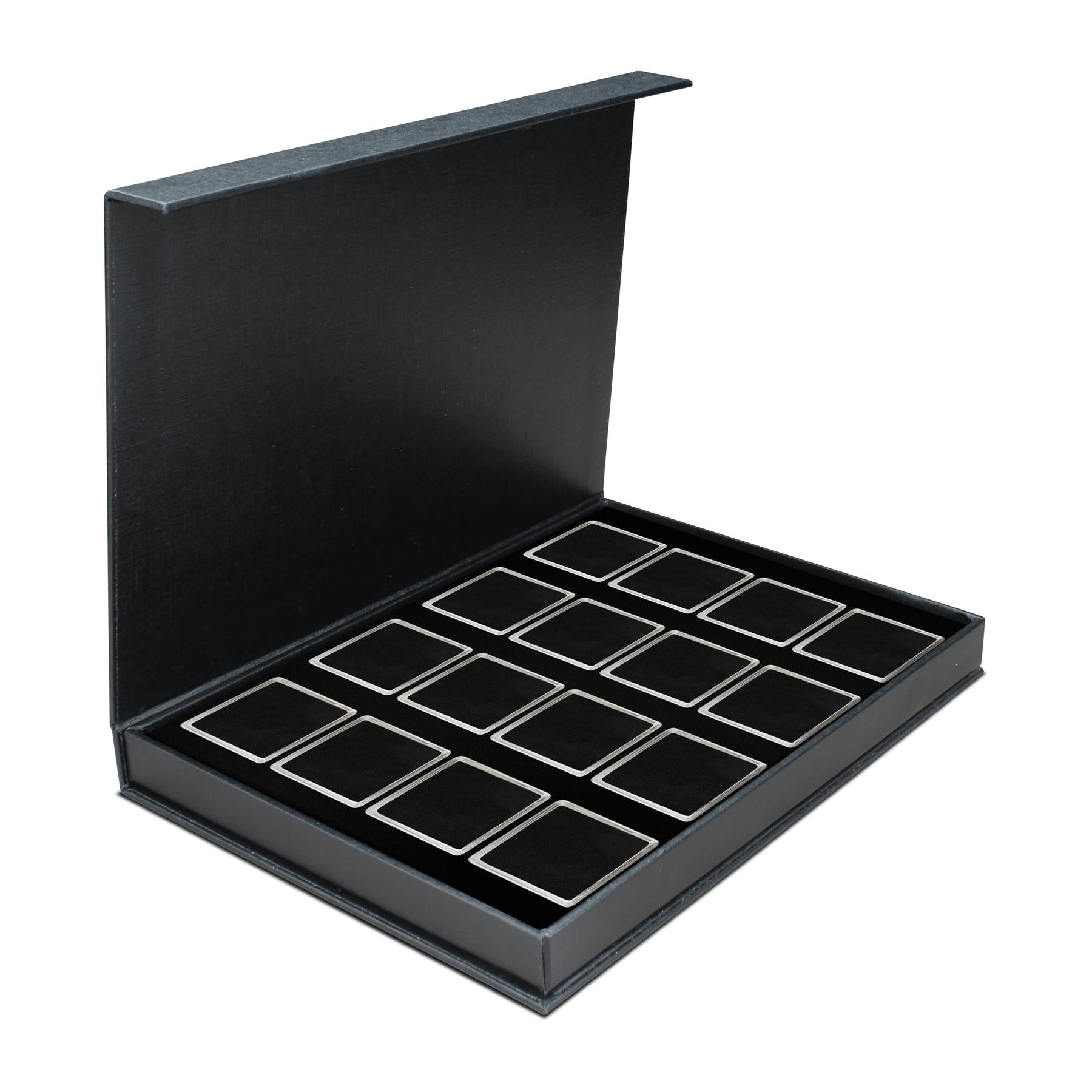 M-BOX Coin Box | Box for Presenting Coins in Square Capsules | 4 Sizes - XS to L | 12 Compartment Variations - 1 to 20
