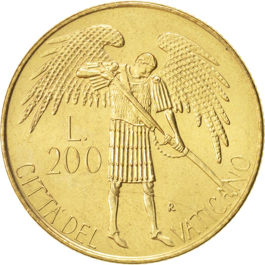 Vatican City | 200 Lire Coin | Archangel Michael | Km:196 | 1986