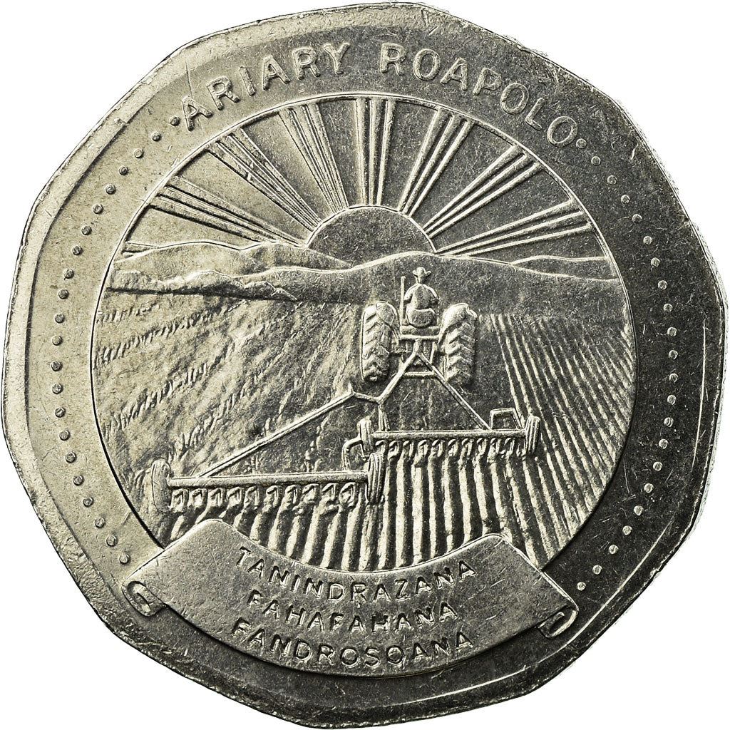 Madagascar | 20 Ariary Coin | Star | Tractor | Farmer | Km:24.2 | 1999