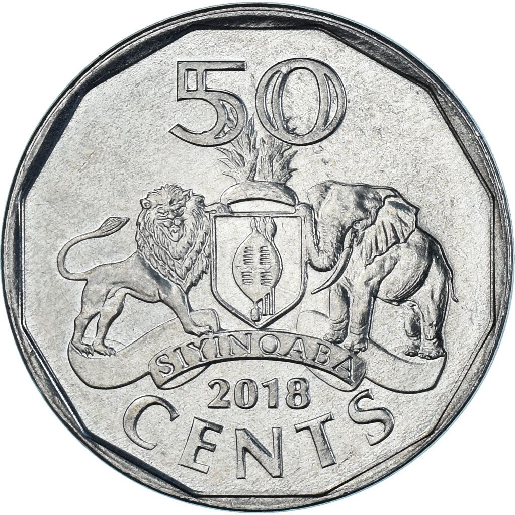 Kingdom of Eswatini | 50 Cents Coin | King Mswati III | Lions | Km:71 | 2018 - 2021