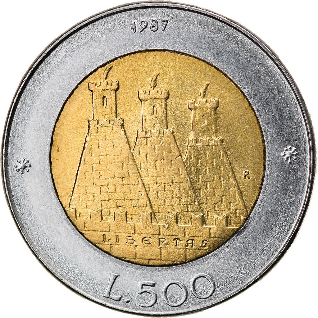 San Marino | 500 Lire Coin | Castle of San Marino | Km:209 | 1987
