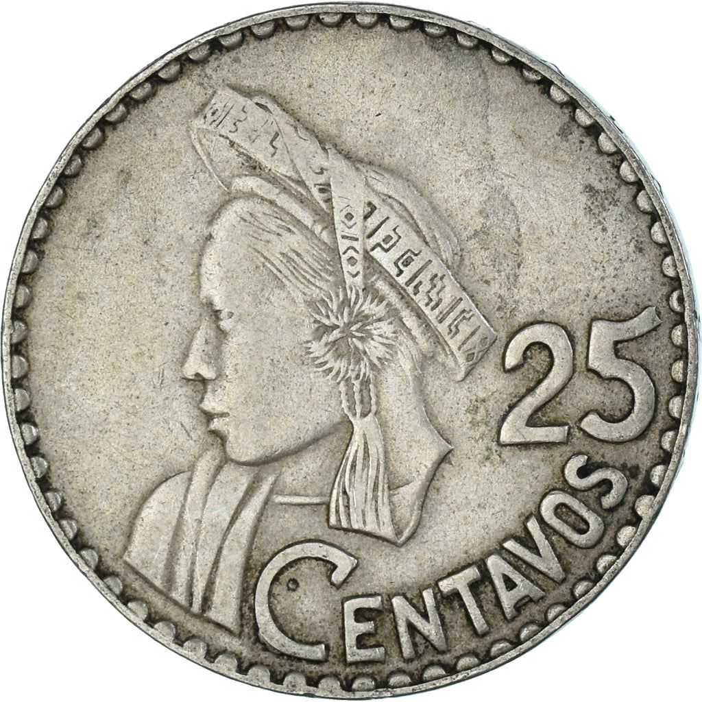 Guatemala | 25 Centavos Coin | Native bust | Km:268 | 1965 - 1966