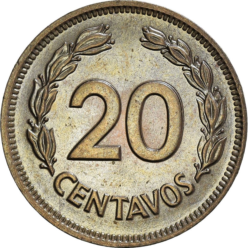 Ecuador | 20 Centavos Coin | Copper-nickel | Coat of Arms | KM:77.2 | 1974