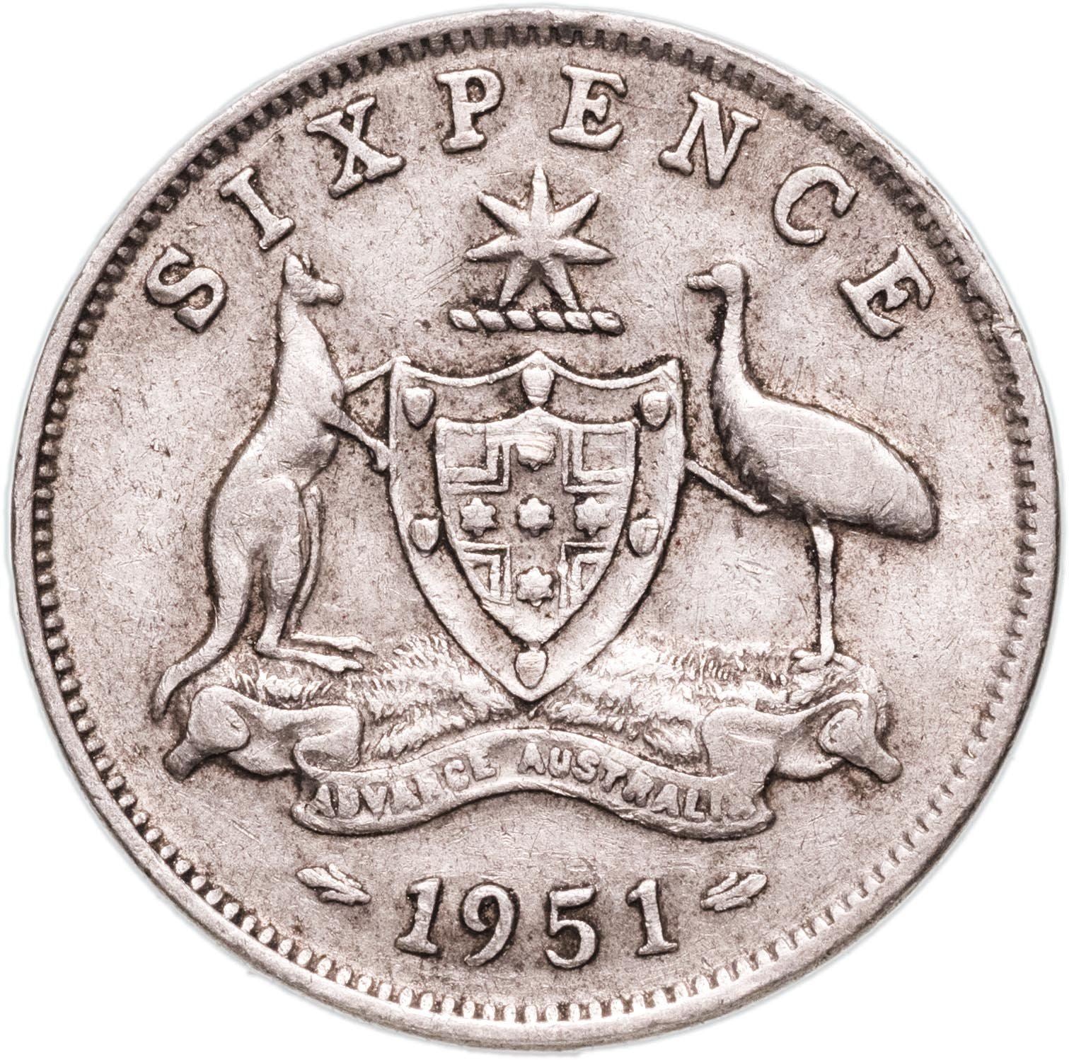 Australia | 6 Pence Coin | George VI | KM:45 | 1950 - 1952