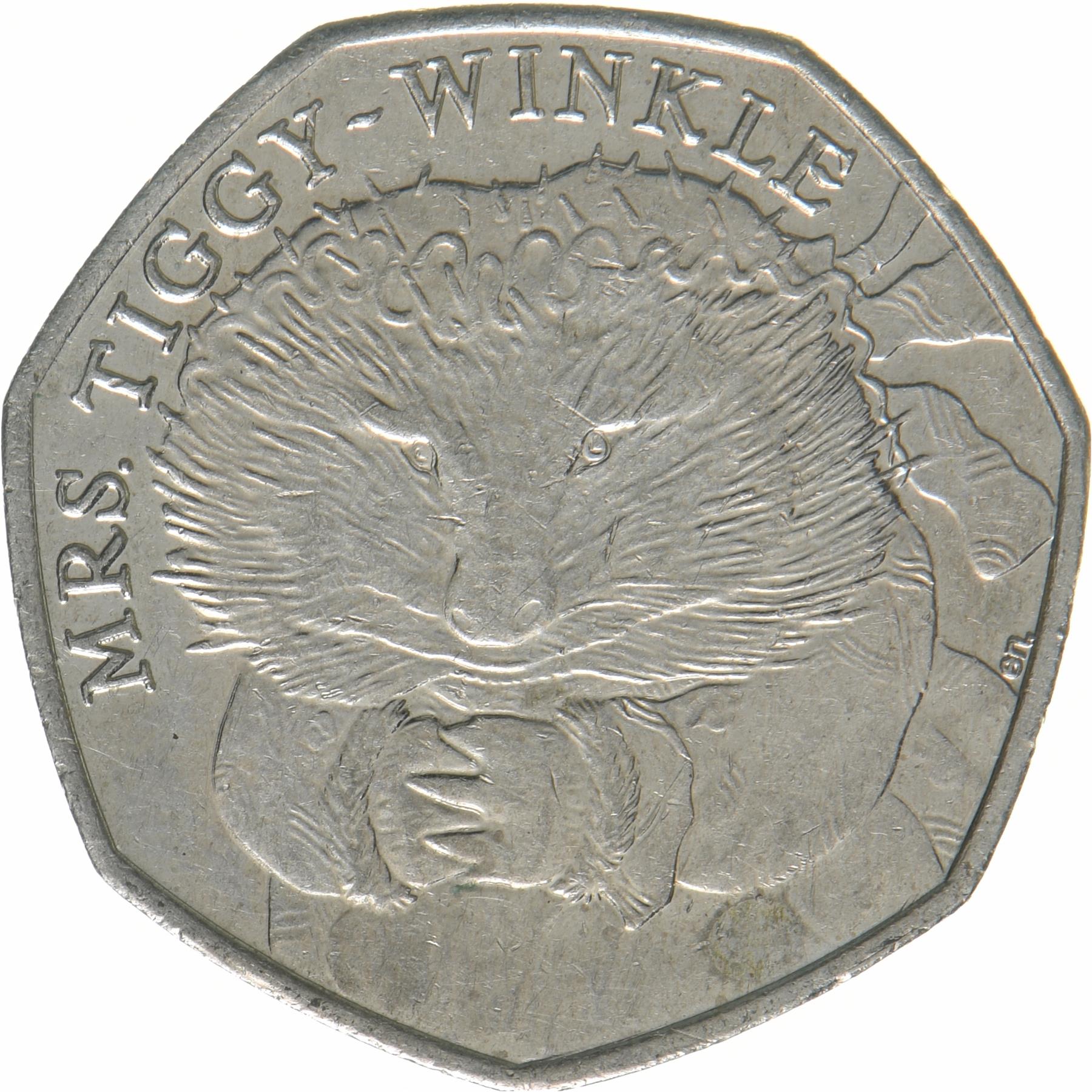 United Kingdom | 50 Pence Coin | Mrs Tiggy-Winkle | KM:1374 | 2016