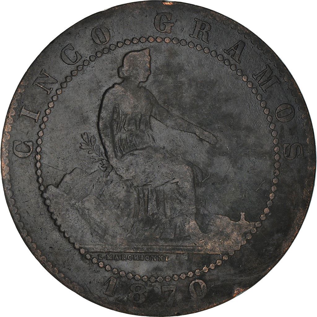 Spain 5 Centimos Coin | Provisional Government | KM662 | 1870