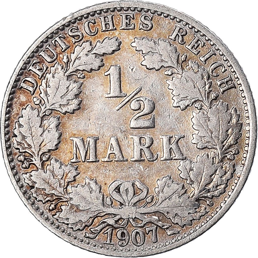 German Empire 1/2 Mark Coin | Deutsches Reich | Wilhelm II | Type 2 | KM17 | 1905 - 1919