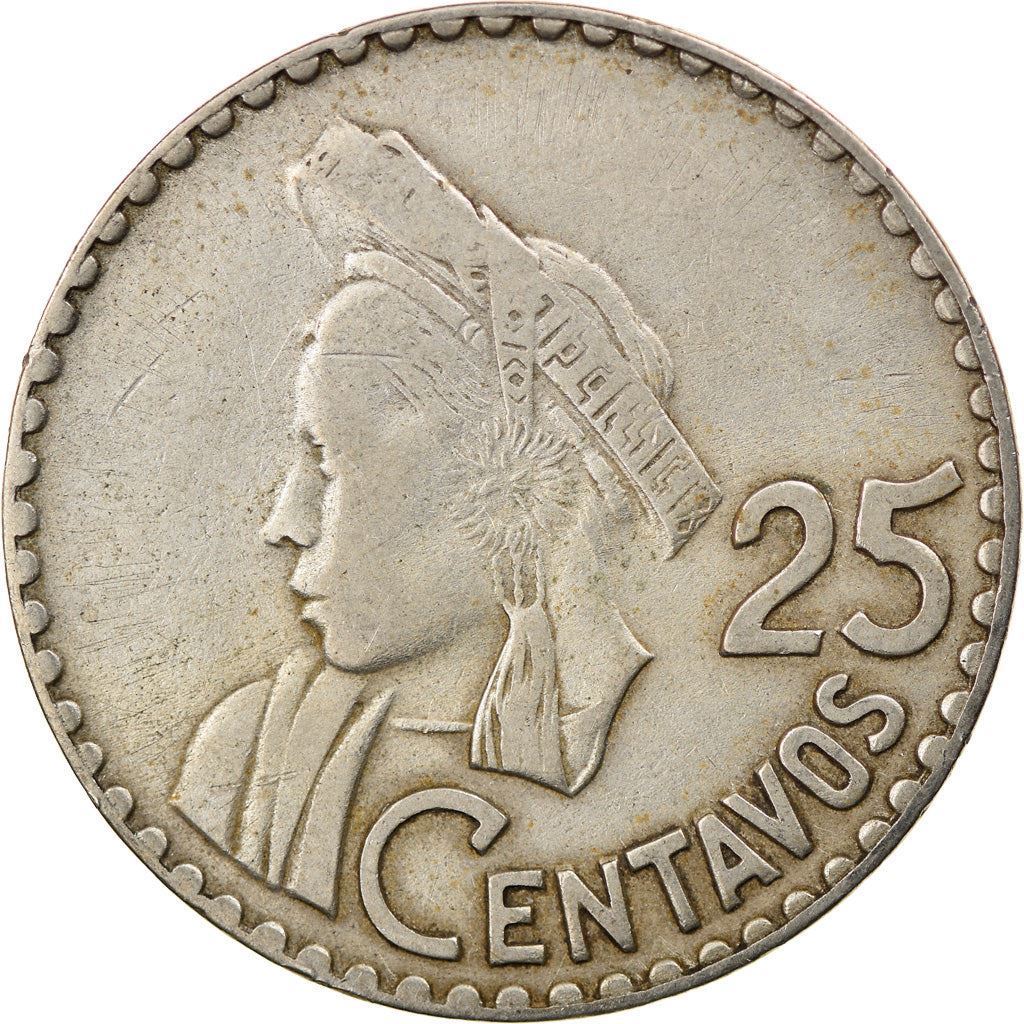 Guatemala | 25 Centavos Coin | Native bust | Km:268 | 1965 - 1966