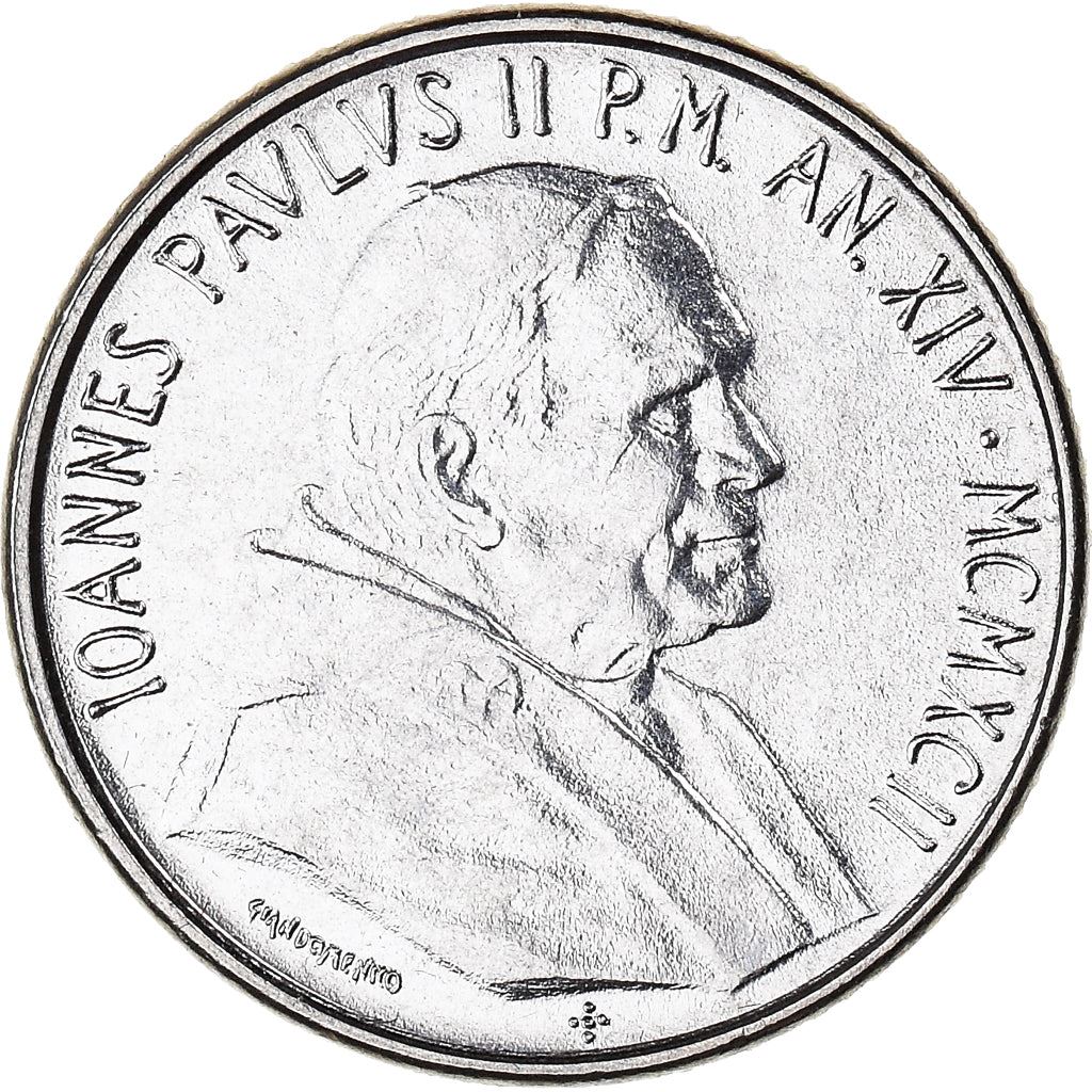 Vatican City | 100 Lire Coin | John Paul II | Km:239 | 1992