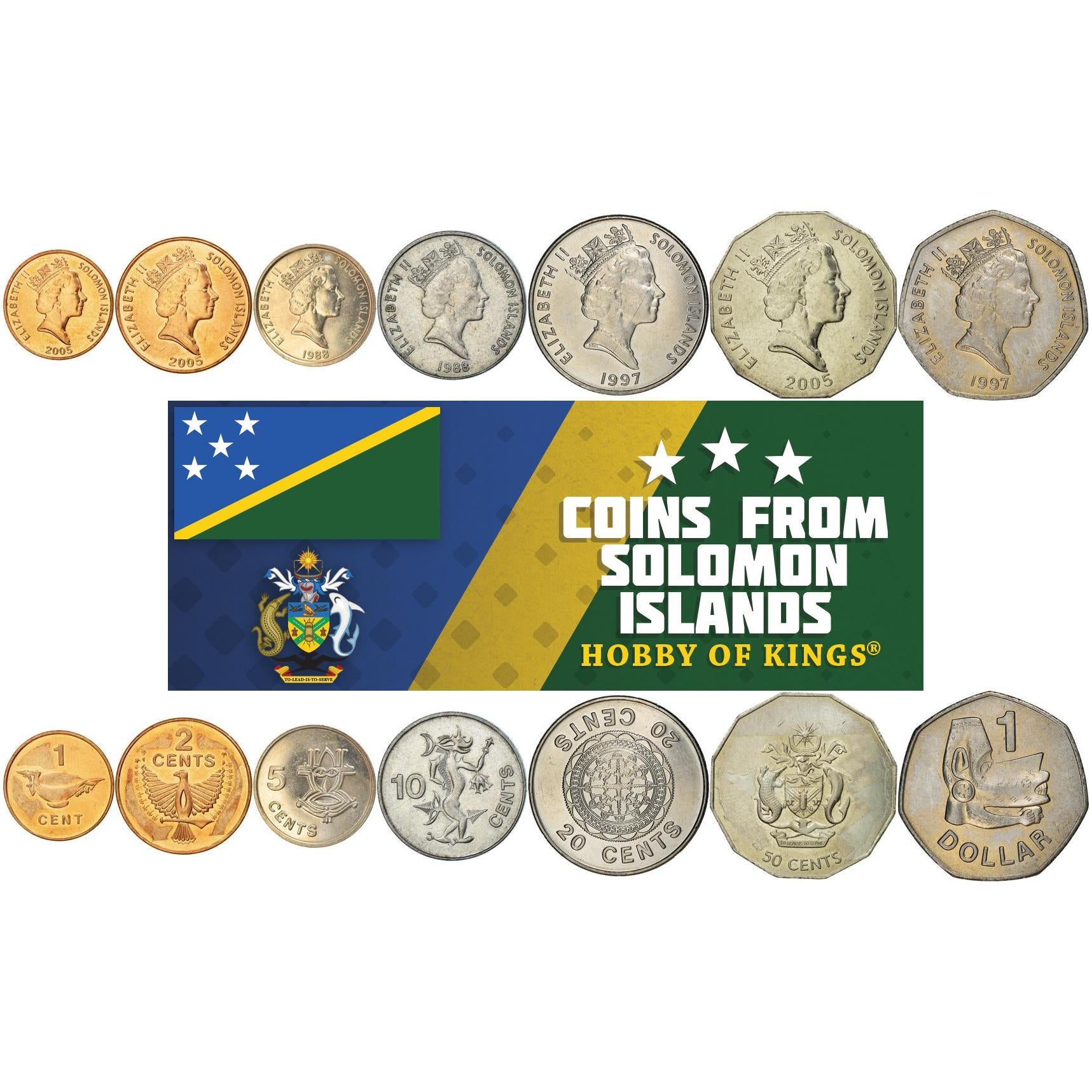 Solomon Islands | 7 Coin Set | 1 Cent 2 5 10 20 50 Cents 1 Dollar | 1987 - 2010