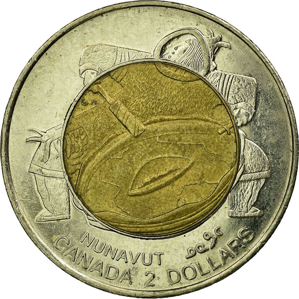Canada | 2 Dollars Coin | Inuit drummer | Bimetallic | KM:357 | 1999