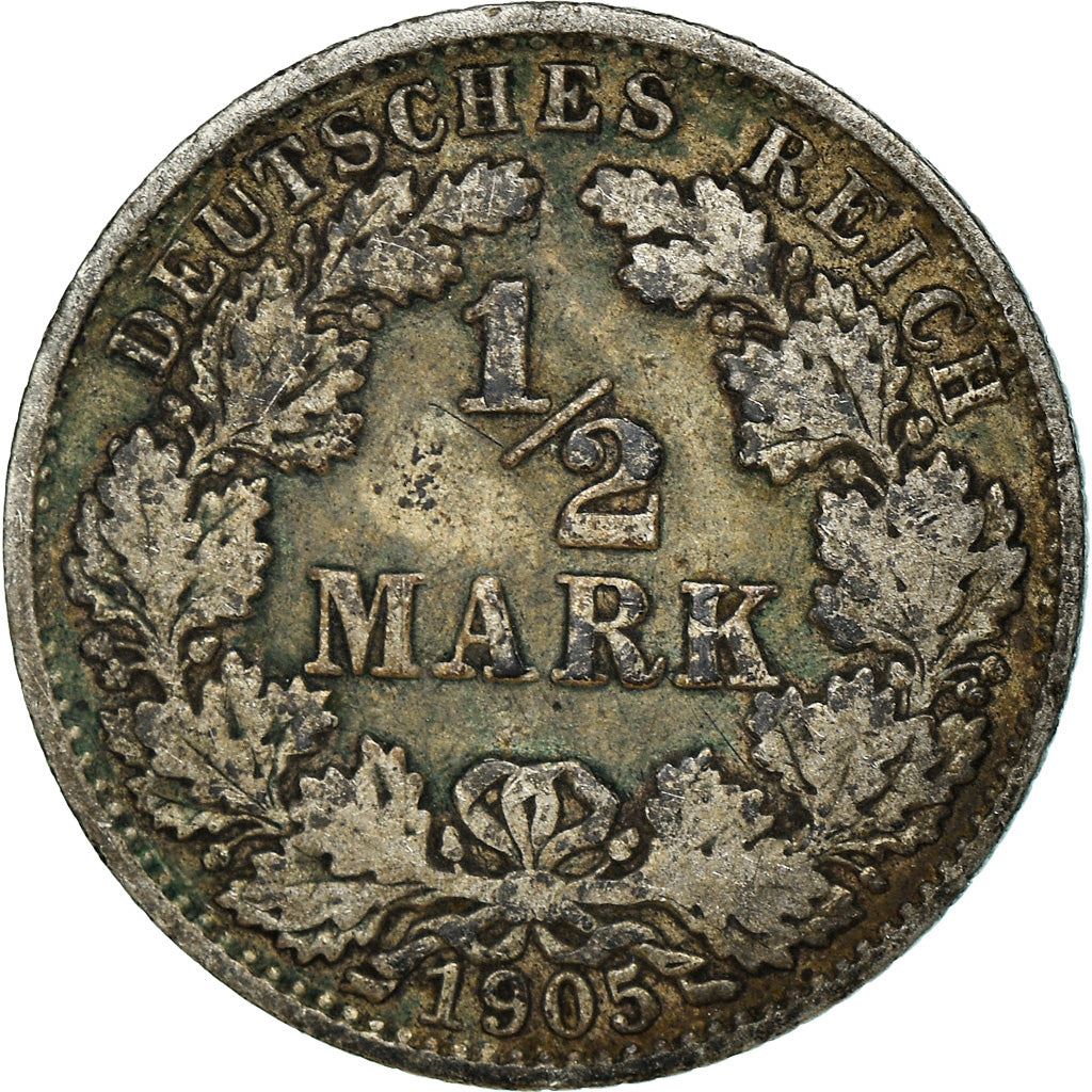 German Empire 1/2 Mark Coin | Deutsches Reich | Wilhelm II | Type 2 | KM17 | 1905 - 1919