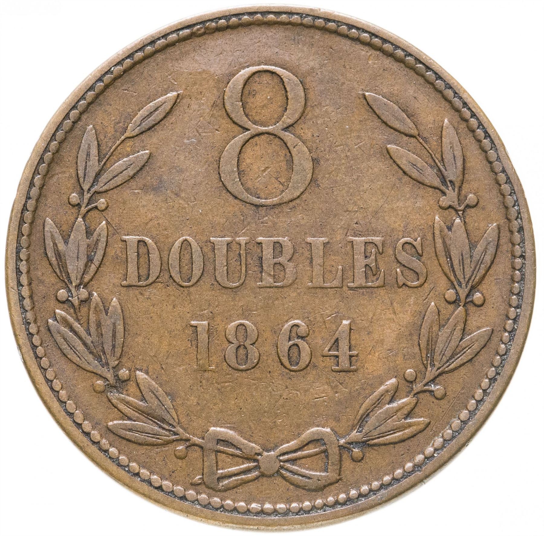 Guernsey 8 Doubles Coin | KM7 | 1864 - 1911