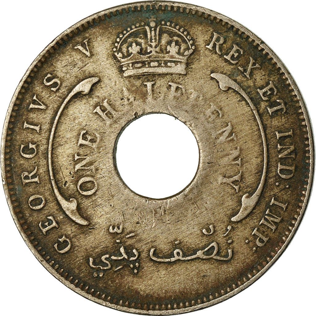 British West Africa | 1/2 Penny Coin | Crown | Hexagram | Km:8 | 1912 - 1936