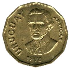 Uruguay 1 Nuevo Peso Coin | Jose Gervasio Artigas | KM69 | 1976 - 1978