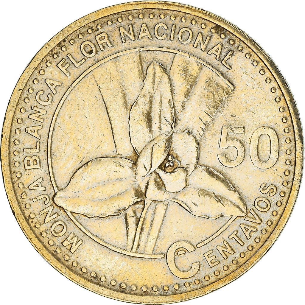 Guatemala | 50 Centavos Coin | Orchid | Km:283 | 1998 - 2007