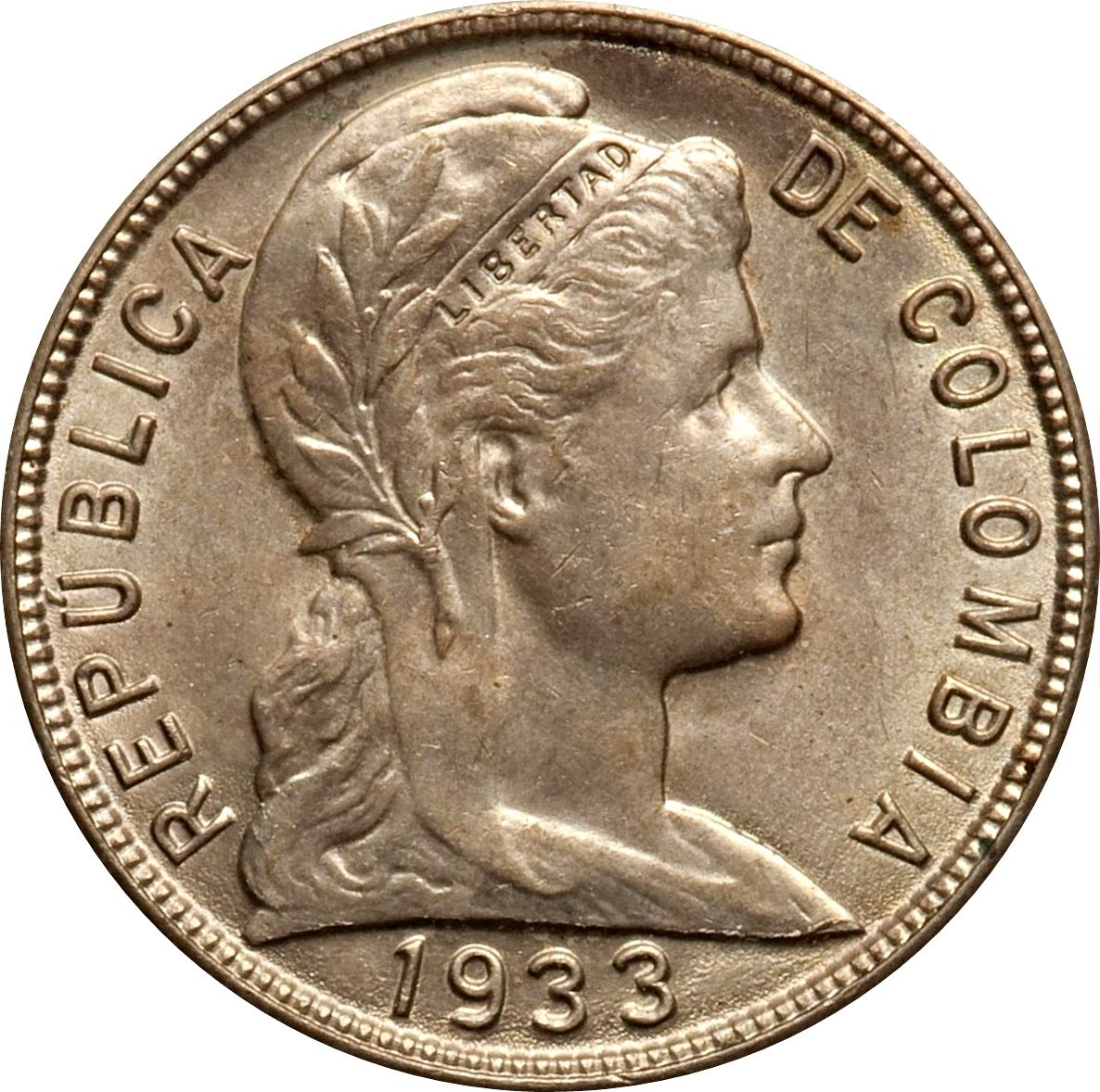 Colombia 5 Centavos Coin | Liberty | Wreath Coin | 1918 - 1950