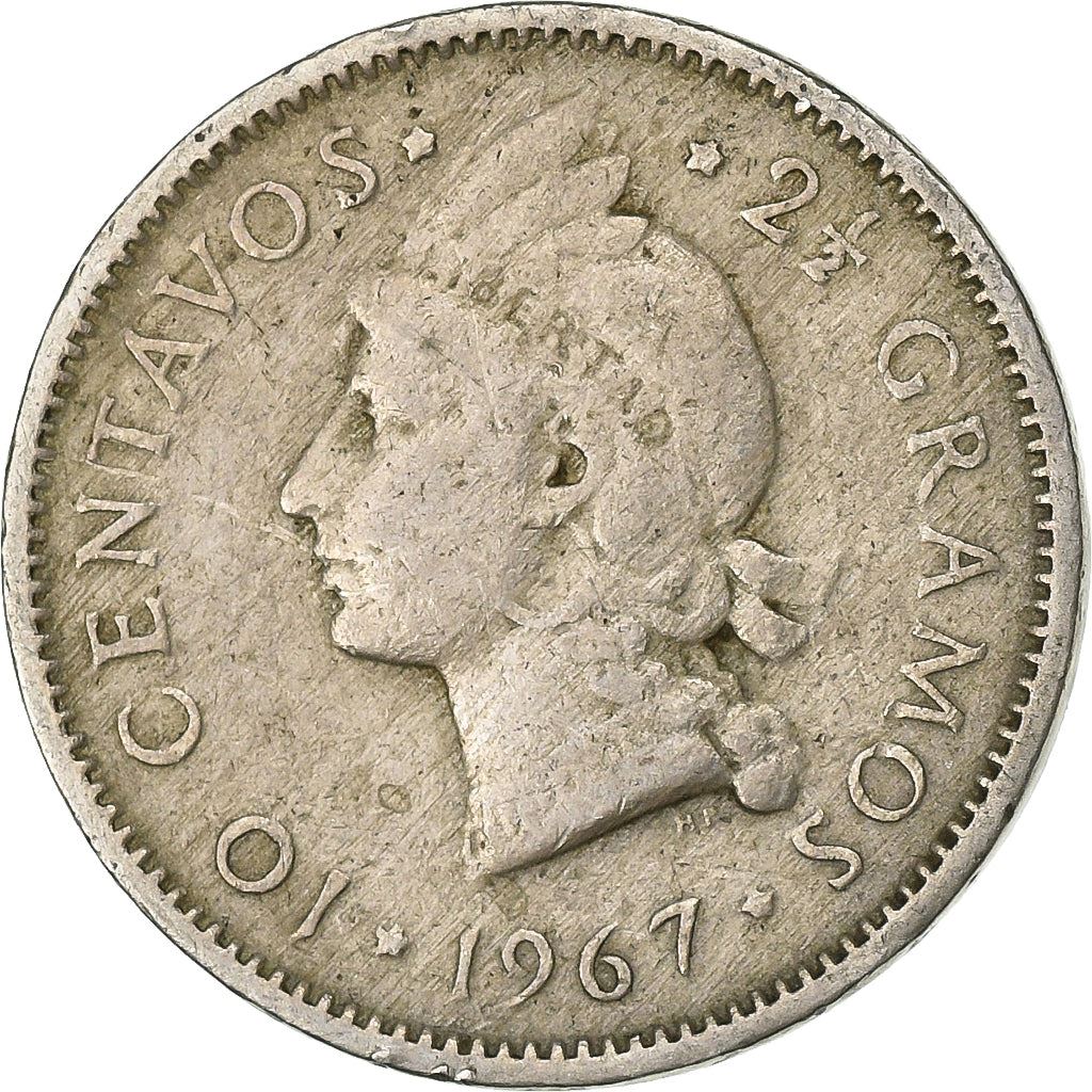 Dominican Republic | 10 Centavos Coin | Copper-Nickel | Coat of Arms | Km:19A | 1967 - 1975