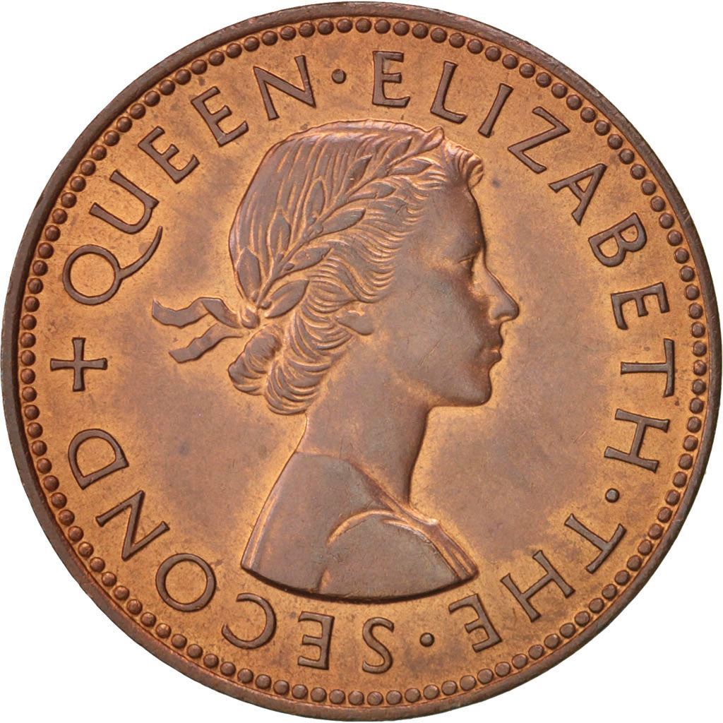 Nieuw-Zeeland | 1/2 Penny Munt | Elizabeth II | Hei-Tiki | Maori Hanger | Km:23.1 | 1953 - 1965