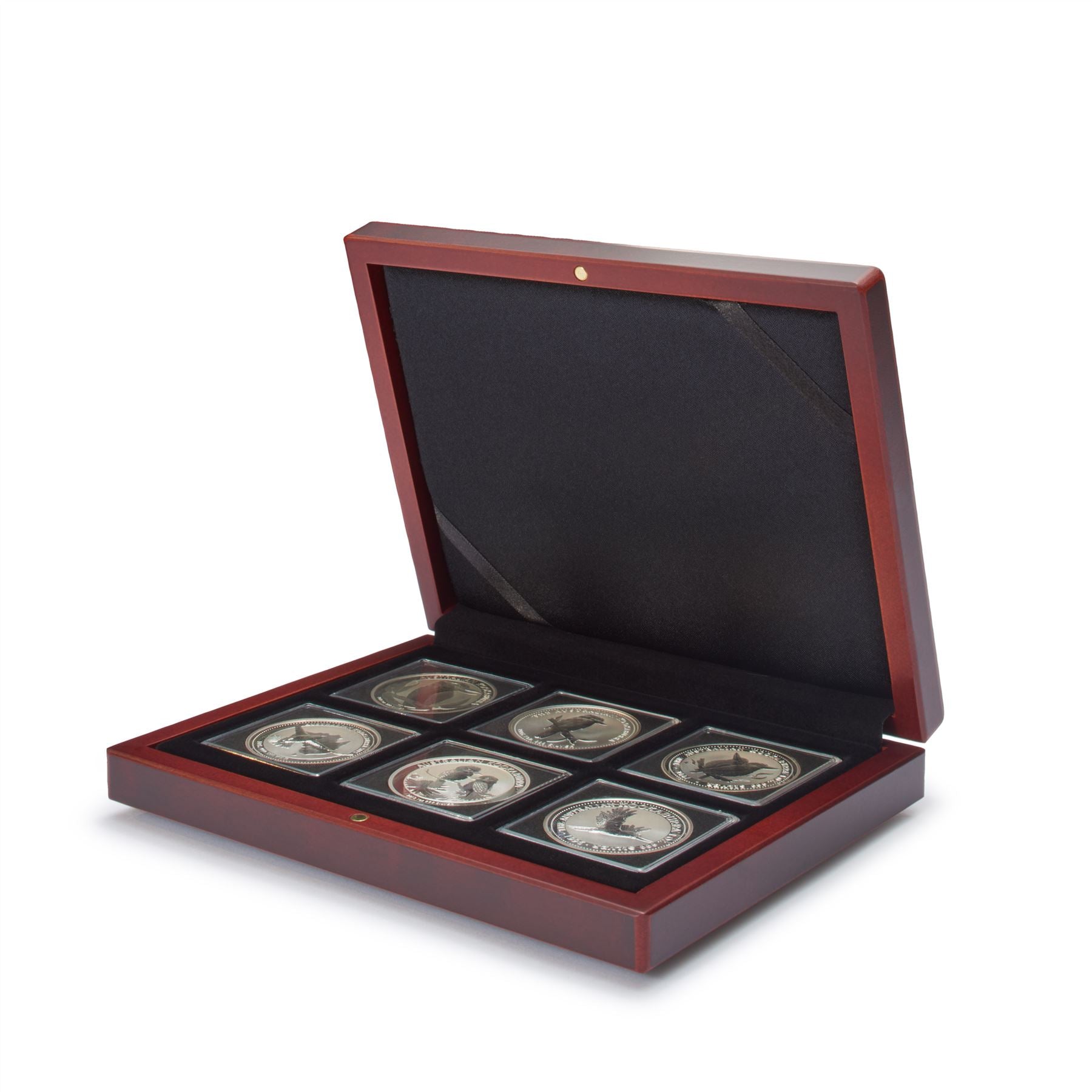 VOLTERRA Small Coin Box | Box for Presenting Coins in Square or Slab Capsules | 1 to 6 Compartments