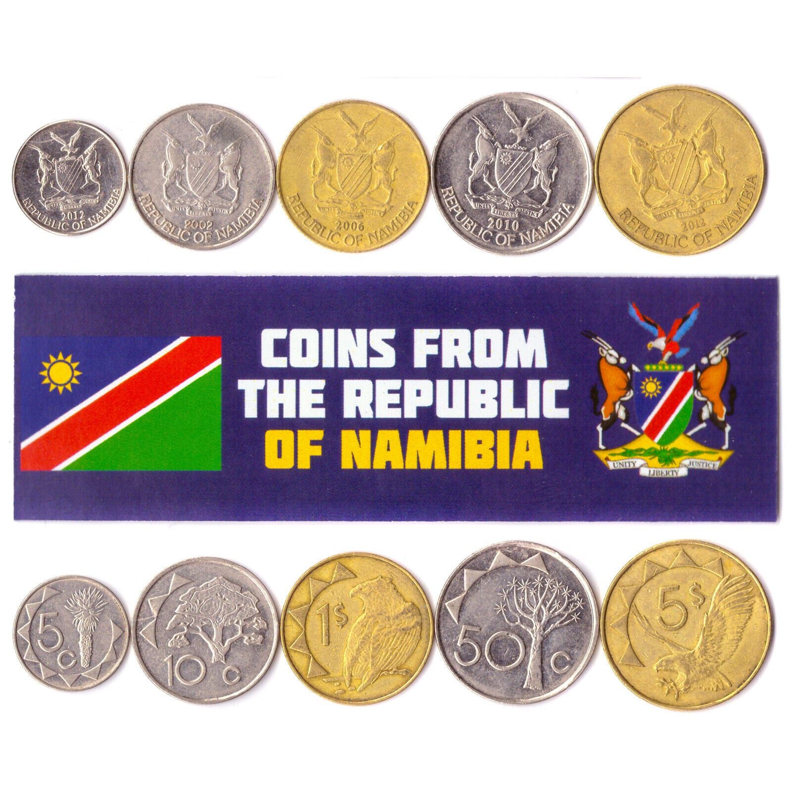 5 Mixed Coins From Namibia | 1993 - 2018
