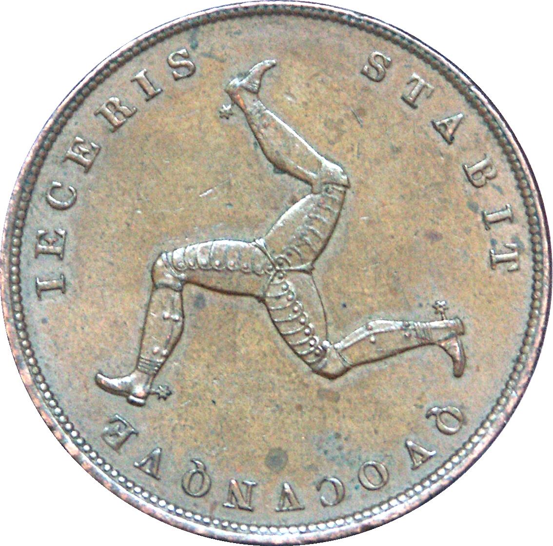 Isle of Man 1 Penny Coin | Victoria | Triskelion | KM14 | 1839 - 1859