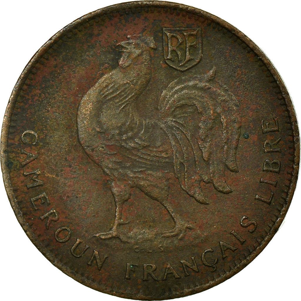 French Cameroon | 50 Centimes Coin | Rooster | Lorraine Cross | Km:6 | 1943