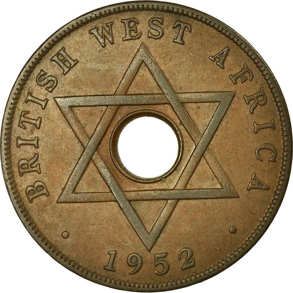 British West Africa | 1 Penny Coin | Crown | Hexagram | Km:30A | 1952