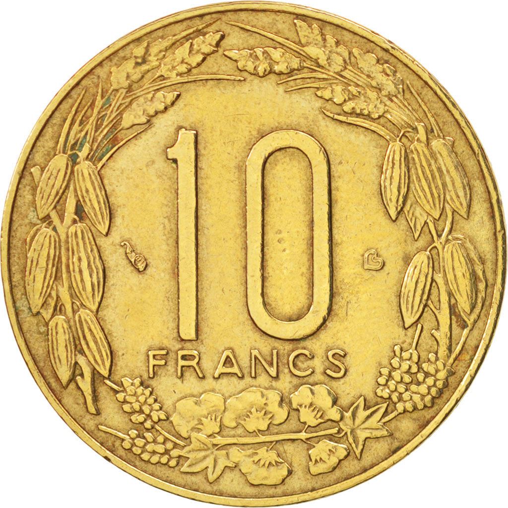 Central African States | 10 Francs Cfa Coin | Antelope | Crops | Km:9 | 1974 - 2003