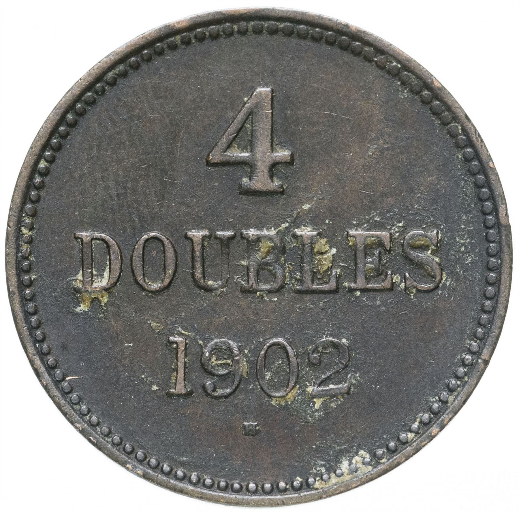 Guernsey 4 Doubles Coin | Guernsey Arms | KM5 | 1864 - 1911