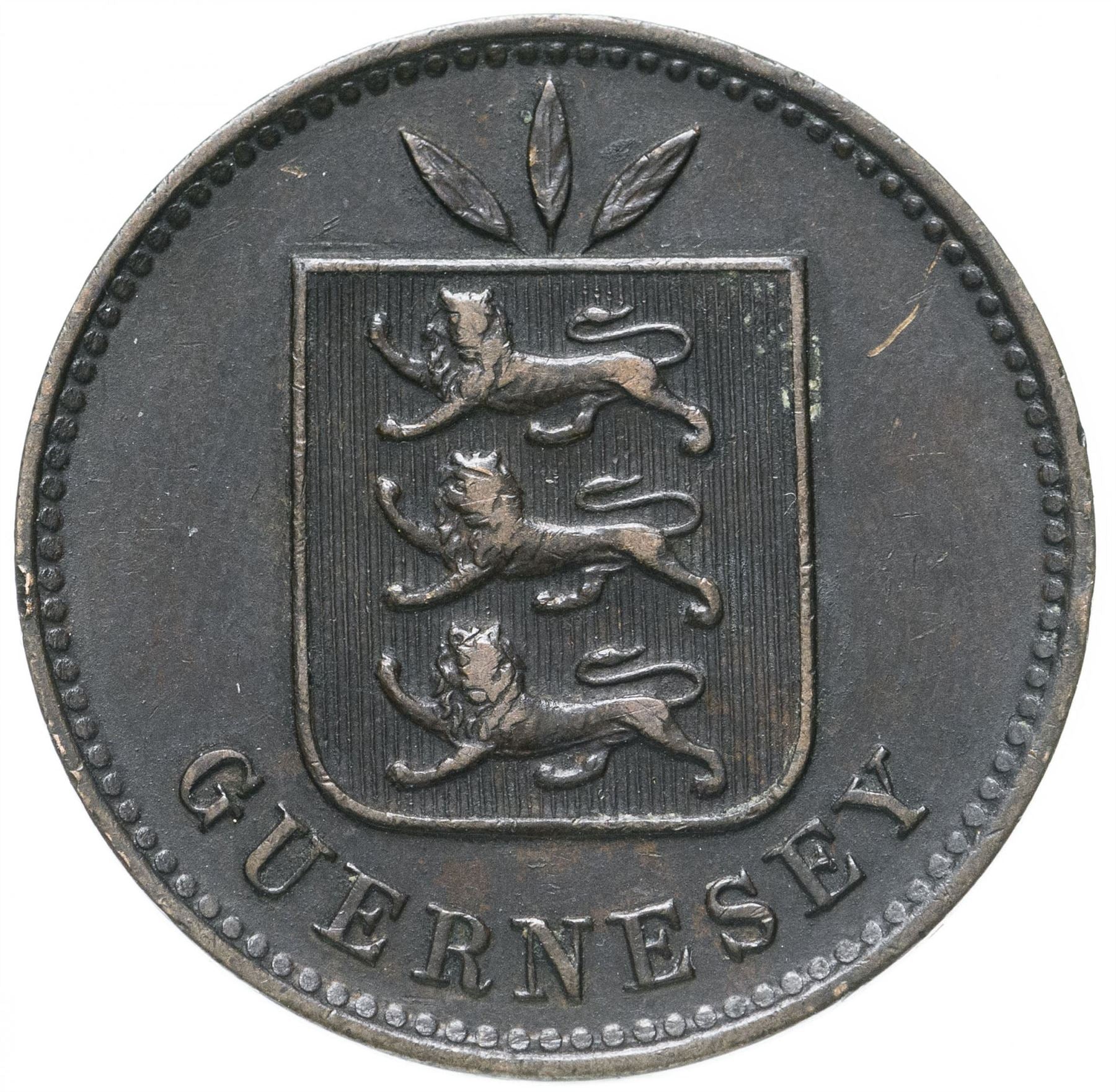 Guernsey 4 Doubles Coin | Guernsey Arms | KM5 | 1864 - 1911