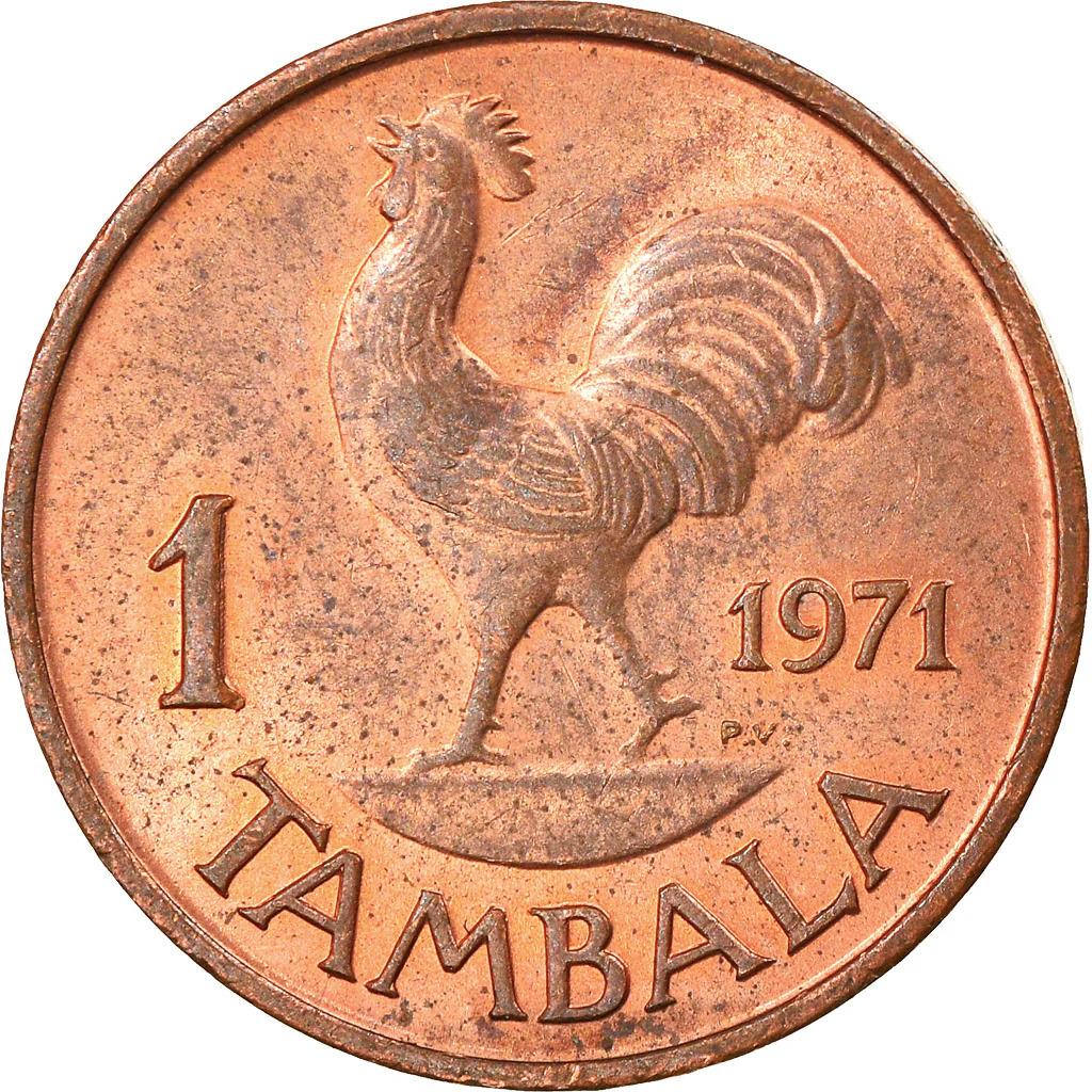 Malawi 1 Tambala Coin | Hastings Banda | Rooster | KM7 | 1971 - 1982