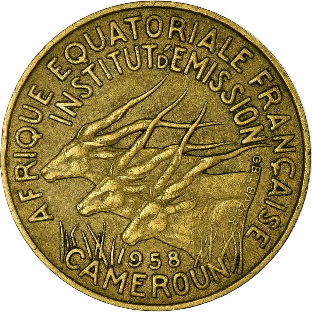 French Equatorial Africa | 10 Francs Coin | Antelope | Crops | Wreath | Km:11 | 1958
