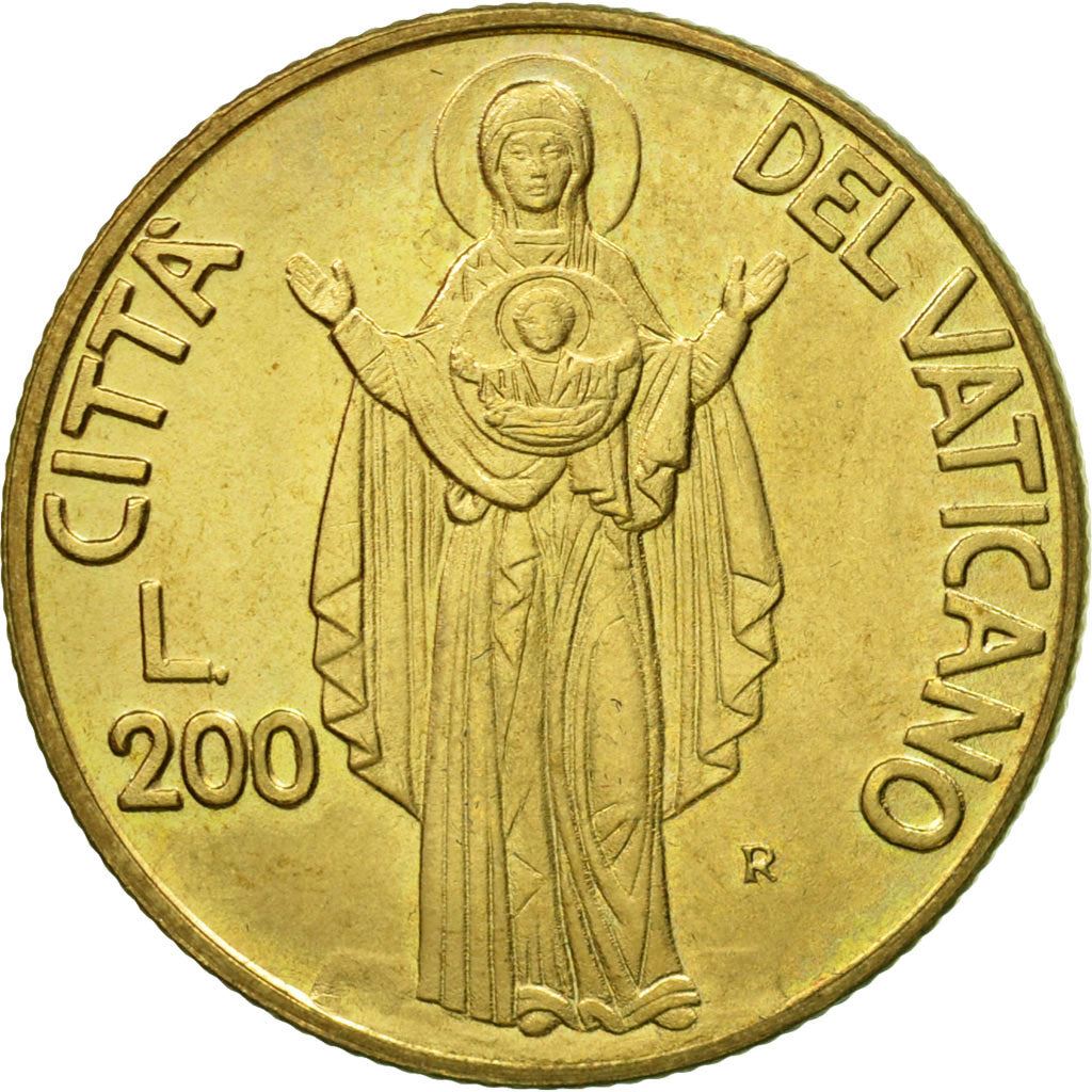 Vatican City | 200 Lire Coin | John Paul II | Km:224 | 1990
