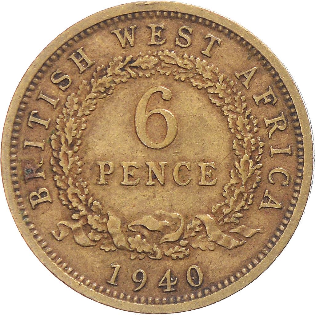 British West Africa | 6 Pence Coin | Wreath | George VI | Km:22 | 1938 - 1947
