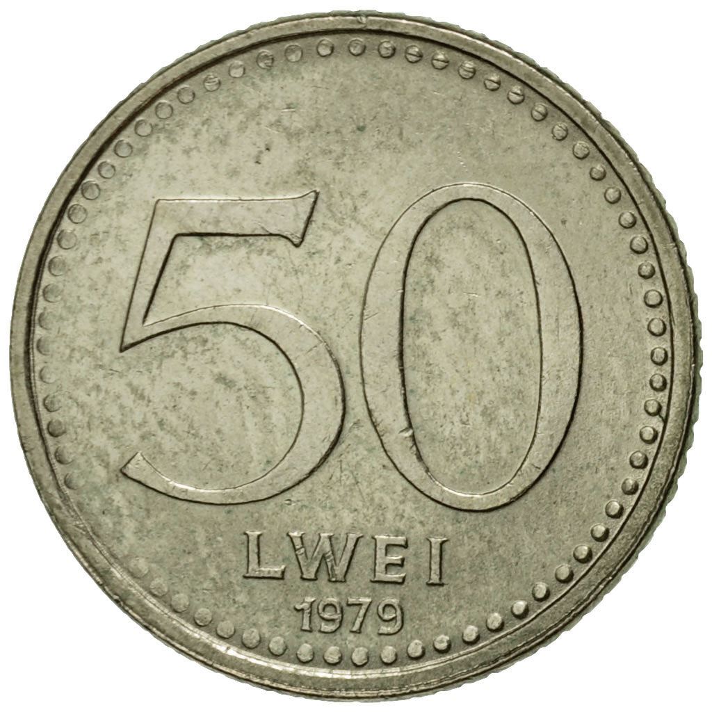 Angola | 50 Lwei Coin | Gear | Wreath | KM:90 | 1977 - 1979