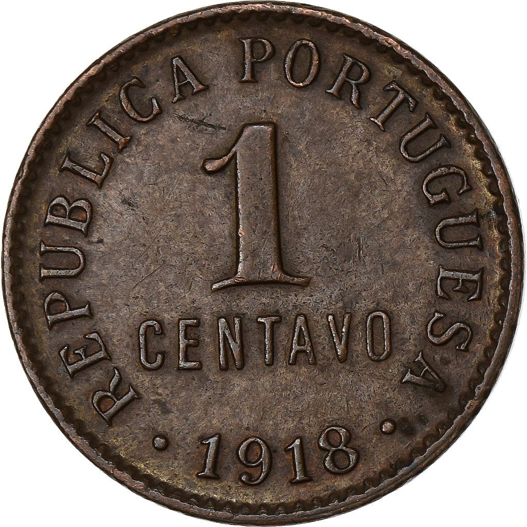 Portugal | Moneda de 1 centavo | Bronce | Escudo de armas | Esfera armilar | Km:565 | 1917 - 1922