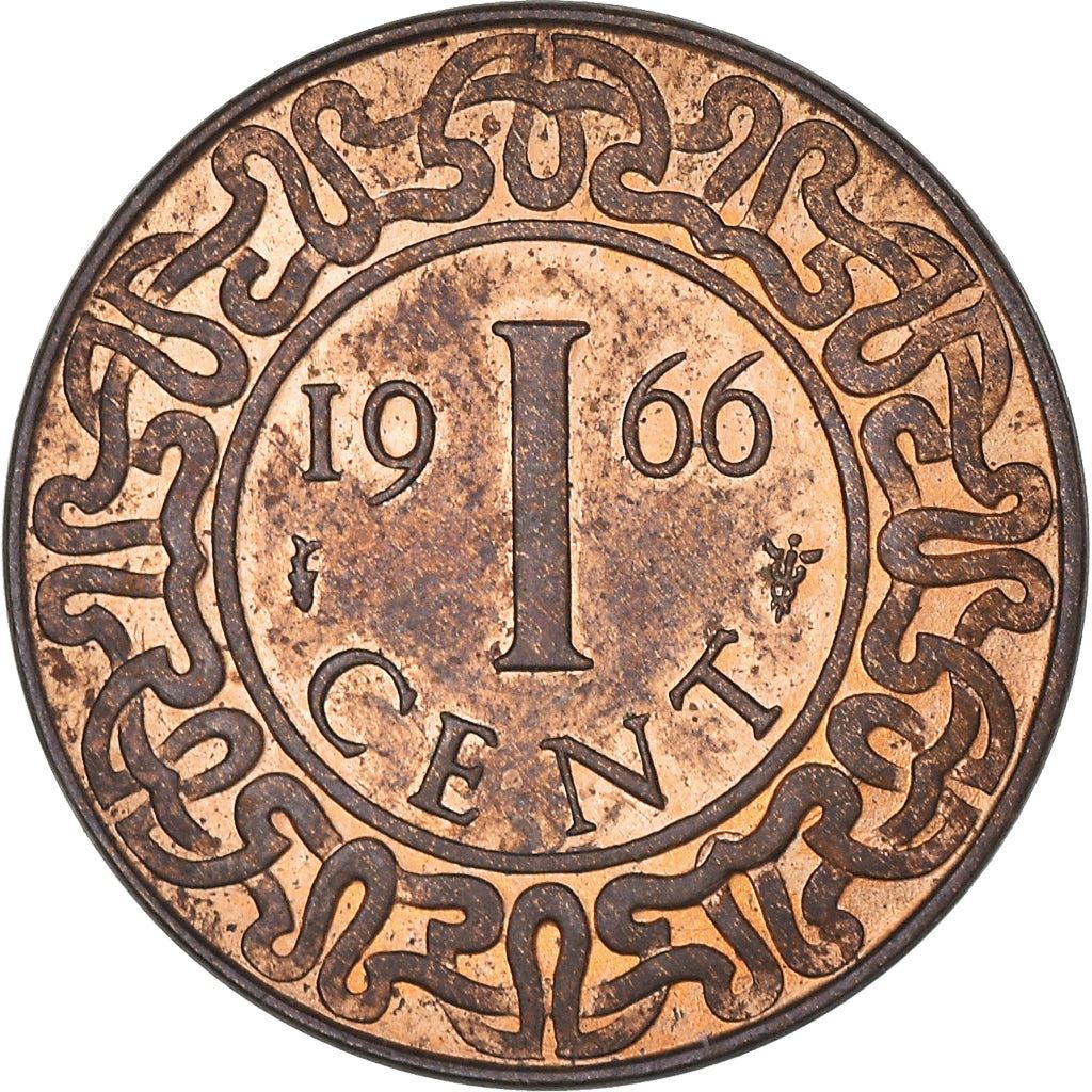 Suriname | 1 Cent Coin | Red Palulu Flower | Wreath | Natives | Km:11 | 1962 - 1972
