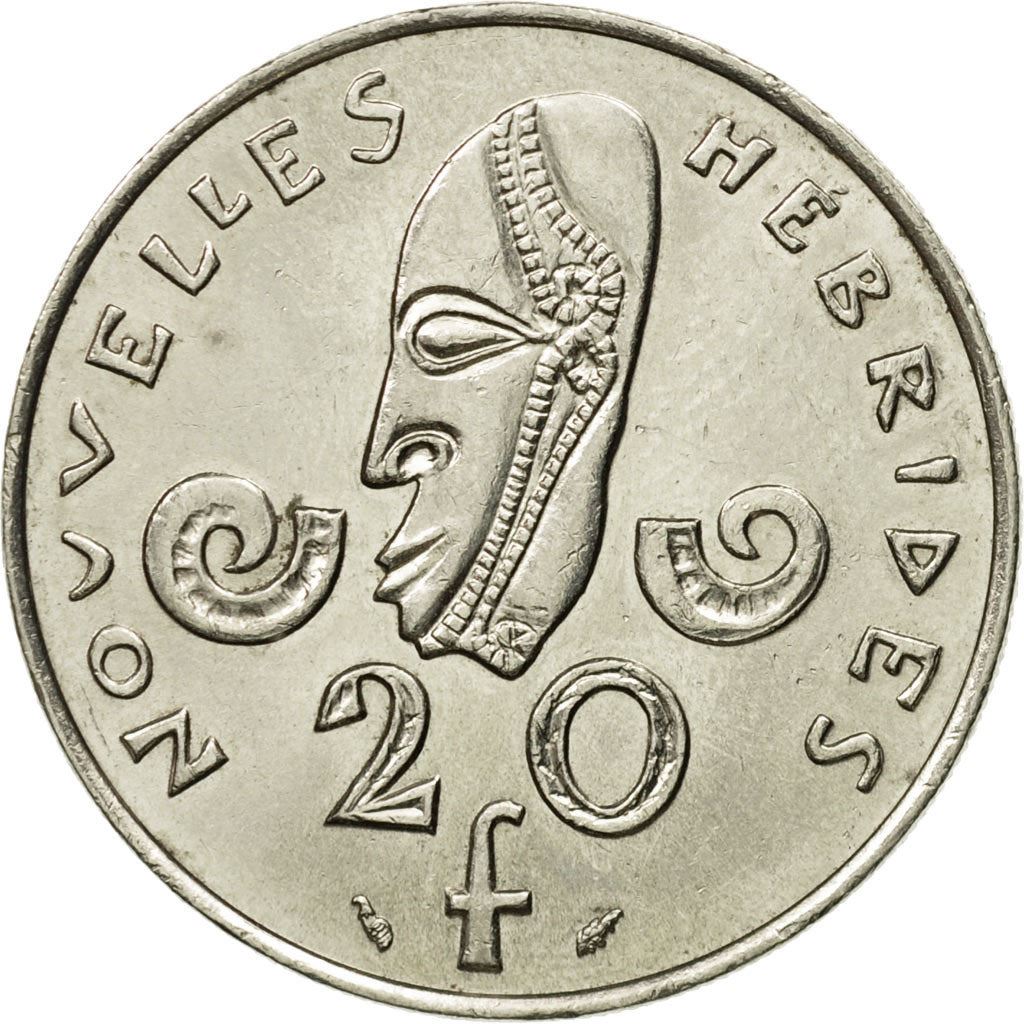 New Hebrides | 20 Francs Coin | Marianne | Native Mask | Snails | Km:3.2 | 1973 - 1982