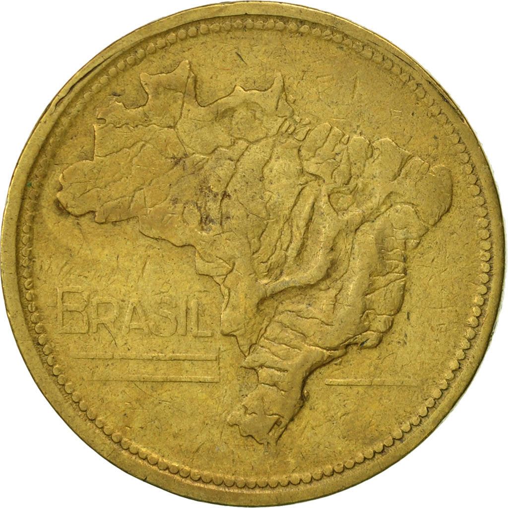 Brazil | 1 Cruzeiro Coin | Map of Brazil | Km:558 | 1942 - 1956