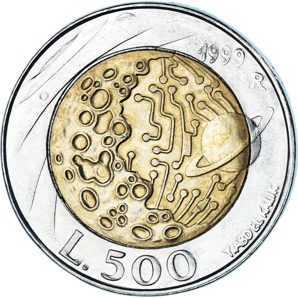 San Marino | 500 Lire Coin | Moon's surface | Km:394 | 1999