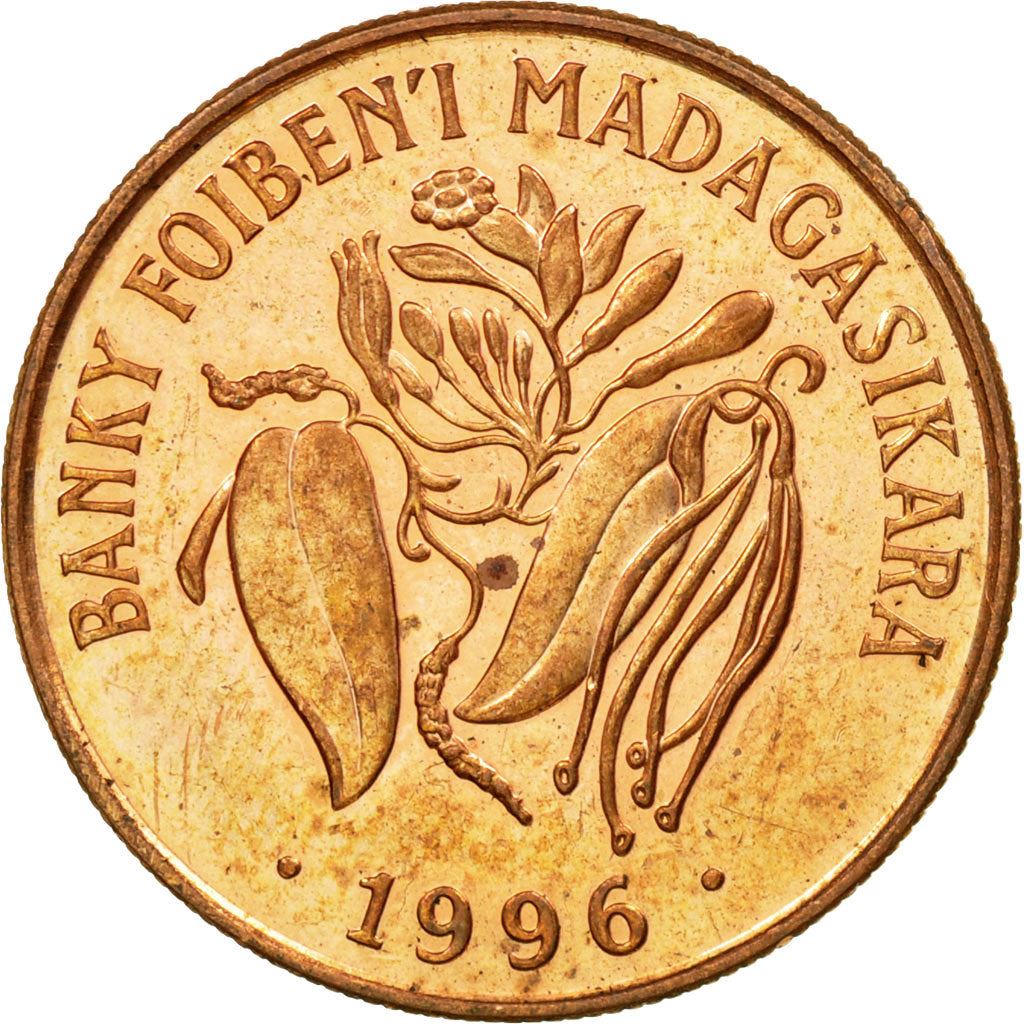 Madagascar | 10 Francs / 2 Ariary Coin | Vanilla | Zebu | Km:22 | 1996