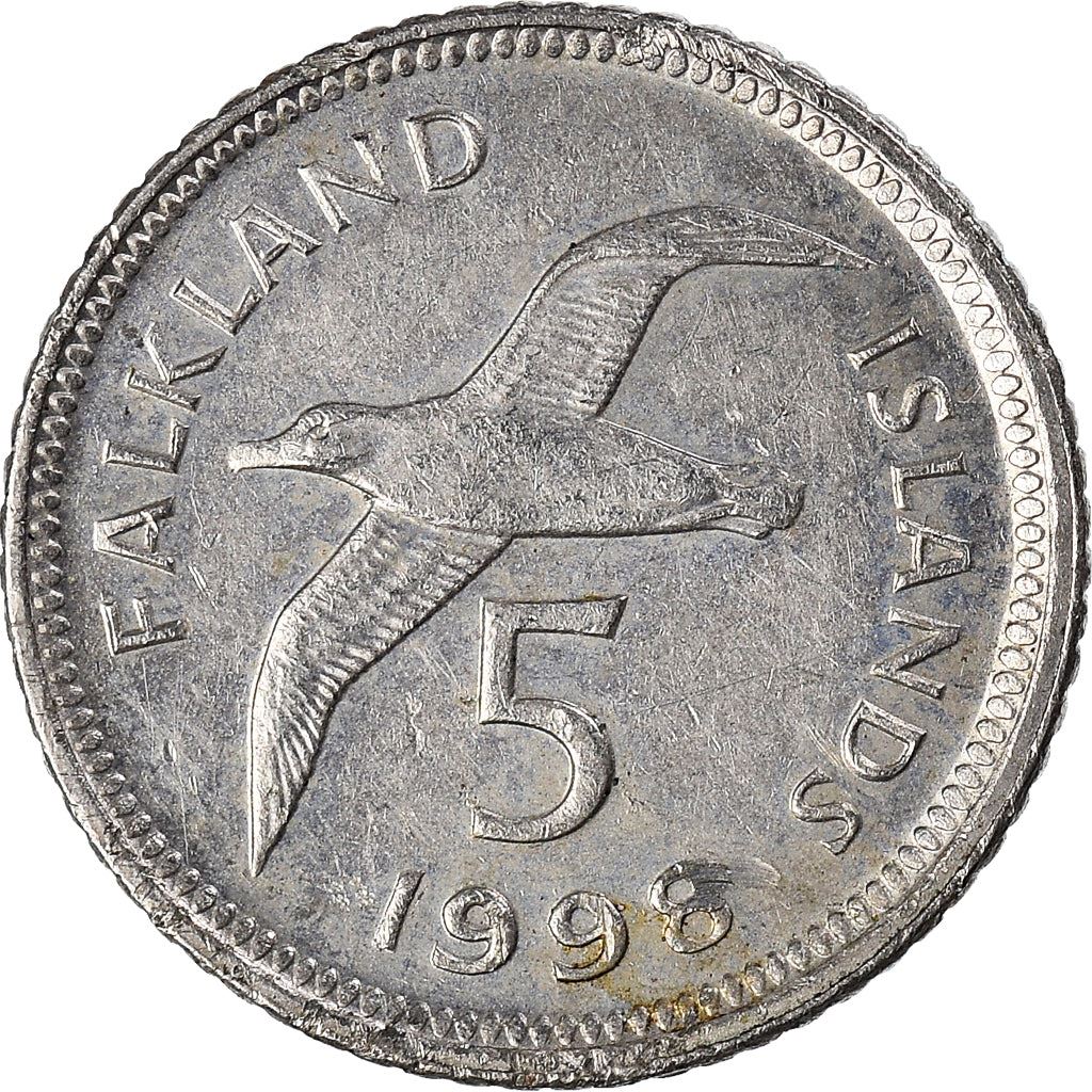 Falkland Islands | 5 Pence Coin | Black-browed Albatross | Km:4.2 | 1998 - 1999
