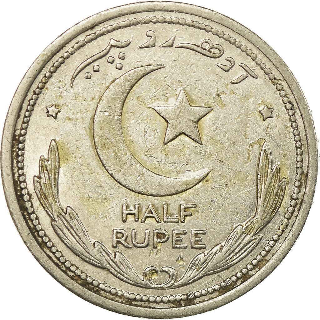 Pakistan | 1/2 Rupee Coin | Crescent Moon | Km:6 | 1948 - 1951