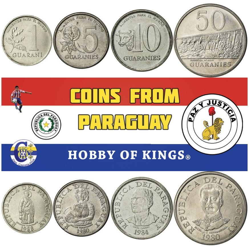 Paraguay | 4 Coin Set | 1 Guarani 5 10 50 Guaranies | 1978 - 1988